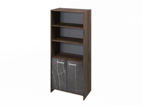 Шкаф для документов полуоткрытый Festus FI-672.G 800x460x1861 (Орех Пацифик Табак/Камень Пьетра Гриджиа черный)