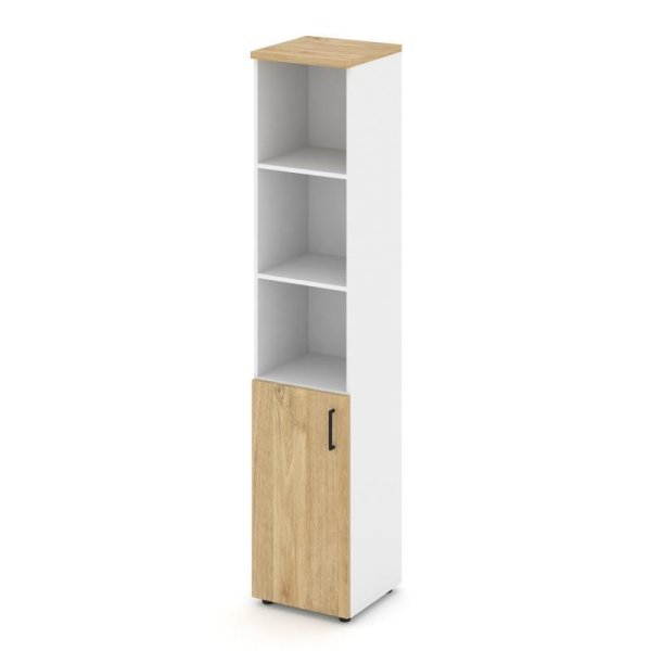 Шкаф высокий узкий SN.STU-101(L) (400х400х1982) (Белый/Тиквуд Светлый)