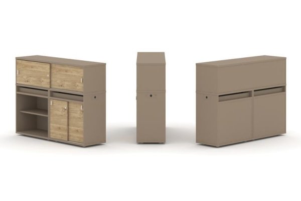 Тумба двойная + низкая надставка ES.NB.2N-10 (1500х410х1135)