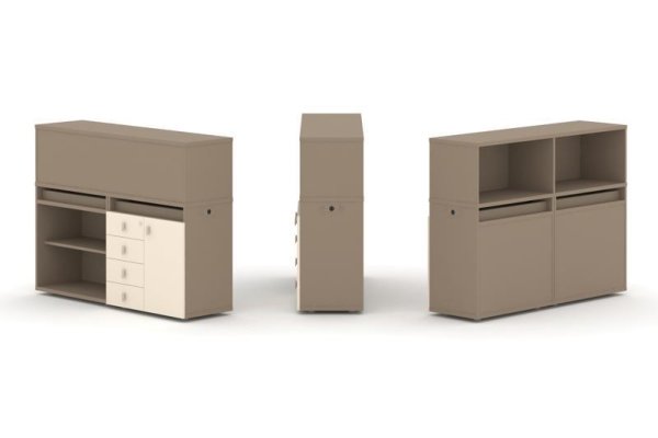 Тумба двойная + низкая надставка ES.NB.2N-7 (1500х410х1135)