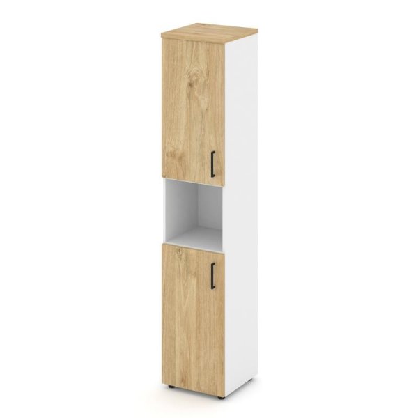 Шкаф высокий узкий SN.STU-107(L) (400х400х1982) (Белый/Тиквуд Светлый)