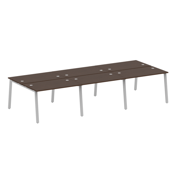 Рабочая станция на 6 рабочих места на А-образном м/к Metal System Style БА.СМ-6.2 3600x1475x750 (Венге Цаво/Серый металл)