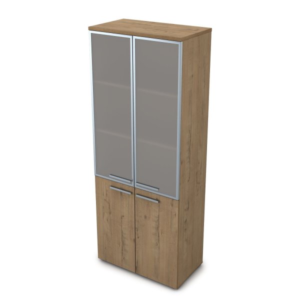 9Ш.005.19 Шкаф высокий со стеклом (800x450x2045) (Teakwood)