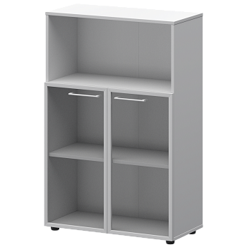 Шкаф средний с нишей со стеклом в ал. рамке Кортез СМШ38.28RS(Б) 792x380x1190