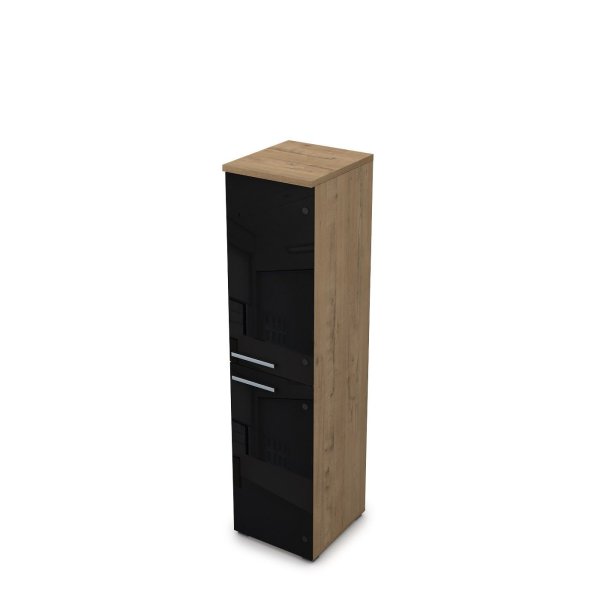 9П.004.13 Пенал со стеклом (400x450x1645) (Teakwood)