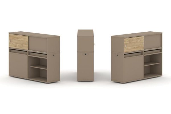 Тумба двойная + низкая надставка ES.NB.2N-14 (1500х410х1135)