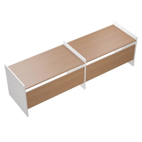 Рабочая станция на опорах ДСП (2х160) Profiquadro КВ 1209-2 БВ 3275x806x835 (Белый премиум / Вишня скандинавская)