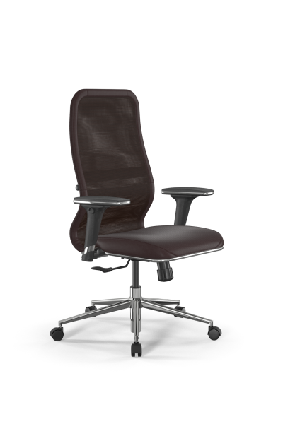 Кресло для руководителя Метта SynchroSit 8 B2-25D - X2+Extra /Uhp42/Wm12/D32P/H3mL-2D(M20.B23.G18.W0 (Темно-коричневый)
