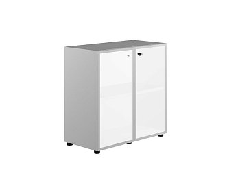 Шкаф низкий со стеклом стекло белое матовое рама хром X7 IDEV86B L 860x450x860