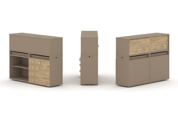 Тумба двойная + низкая надставка ES.NB.2N-8 (1500х410х1135)