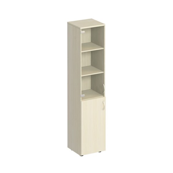 Шкаф для документов узкий со стеклом Комфорт К 381 400x380x2000 (Дуб шамони светлый)