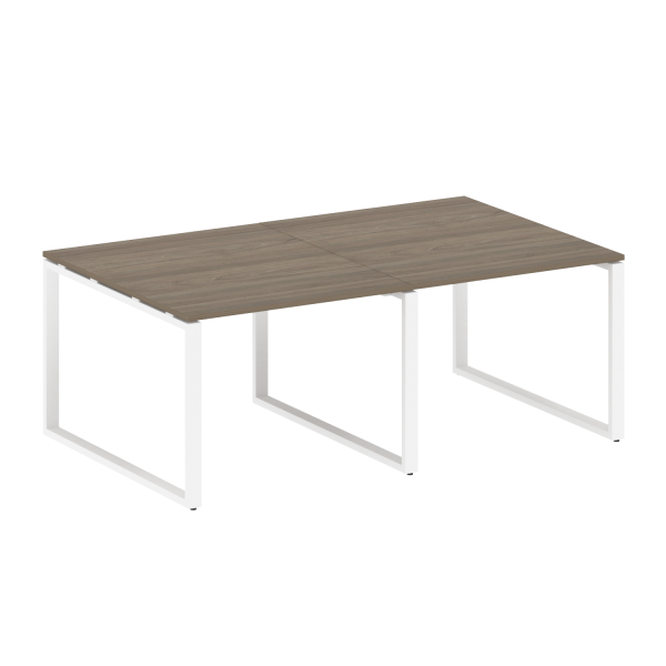 Переговорный стол 2 столешницы Metal System Style БО.ПРГ-2.1 2000x1235x750 (Вяз/Белый металл)