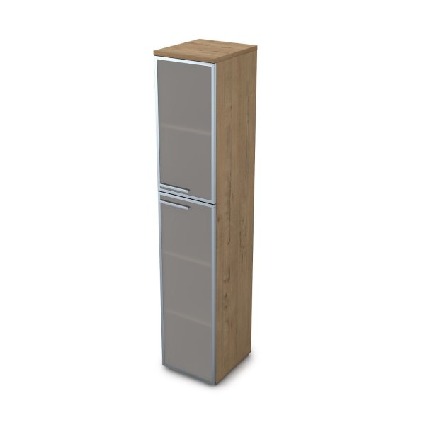 9ПЛ.005.17 Пенал высокий со стеклом (400x450x2045), левый (Teakwood)