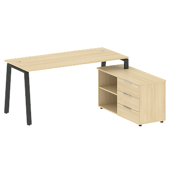 Рабочая станция с тумбой на А-образном м/к Metal System Style БА.РС-СТС-2.4 (R) 1700x1520x750